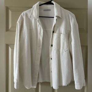 White corduroy shacket